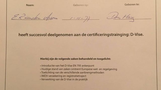 Certificatie valbeveiliging